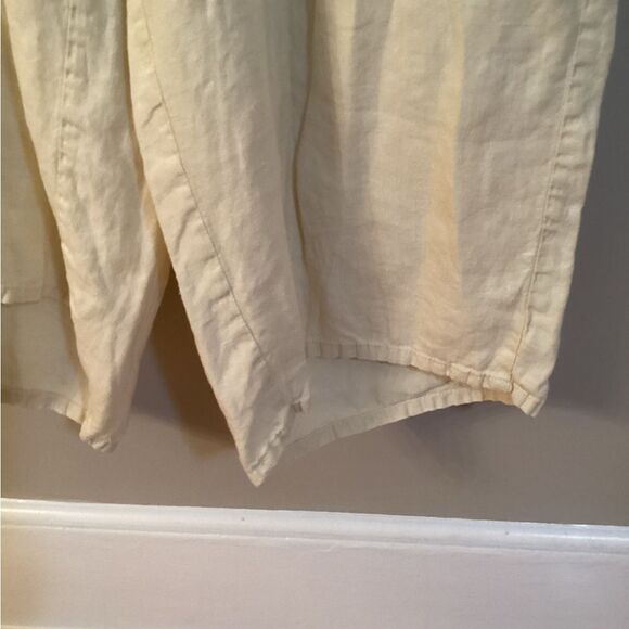 FLAX SIZE 1G 18-20 NATURAL 100% LINEN WIDE LEG SIDE BUTTON PANTS - Picture 4 of 7
